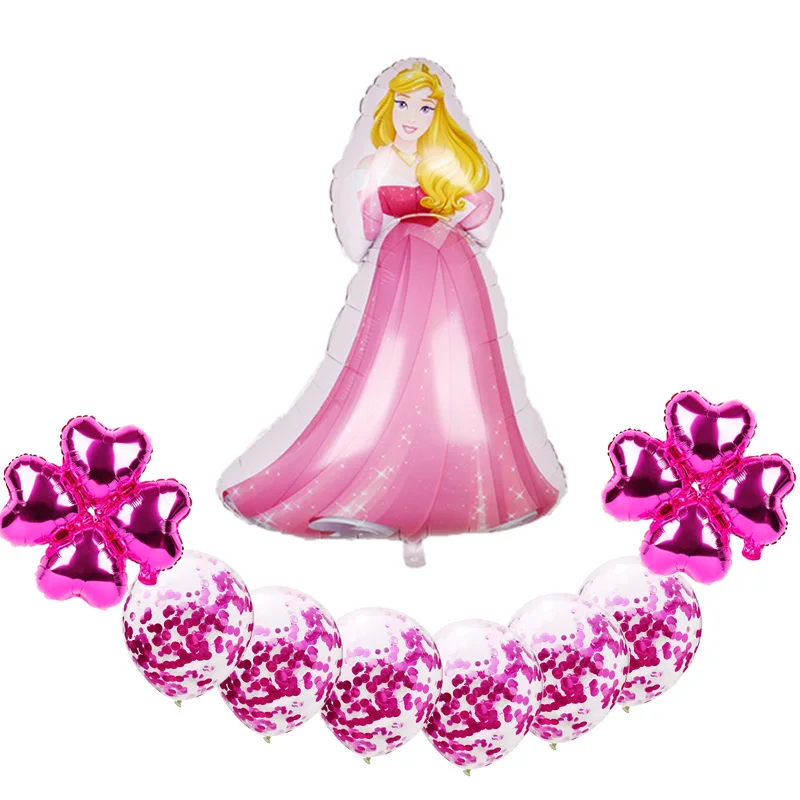 9 шт. Принцесса Девочка День рождения шары Белоснежка Аврора Ариэль Белль