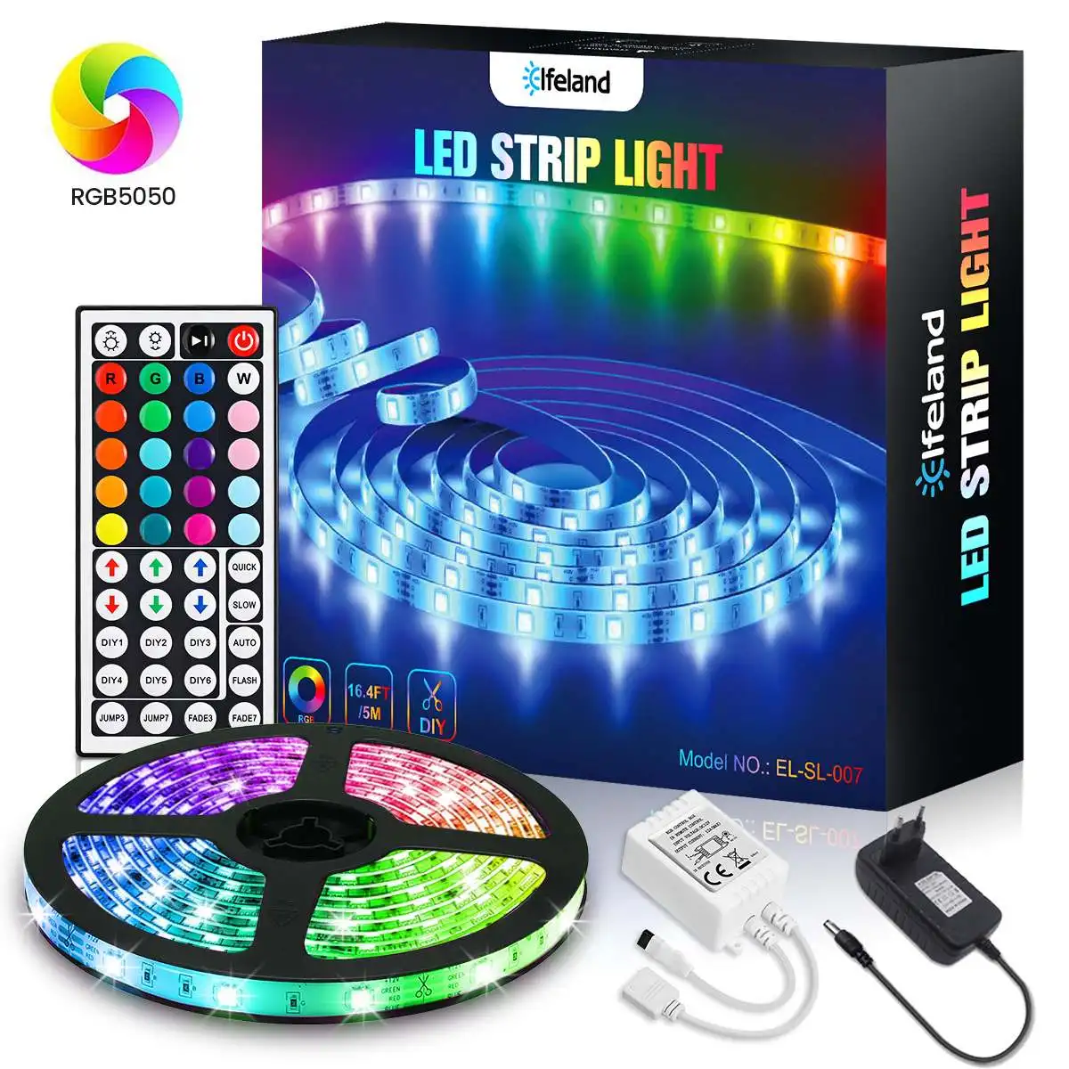 

LED Strips Light 5M RGB 150LEDs 5050SMD with 44 Buttons Remote Control Self-adhesive Indoor Lighting Fairy Lights Lamp Full Kit