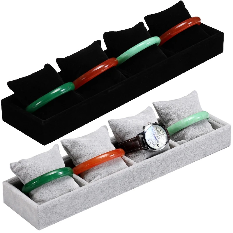 

Bracelet Watch Display Case 4 Slot Velvet Jewelry Organizer Trays Holder