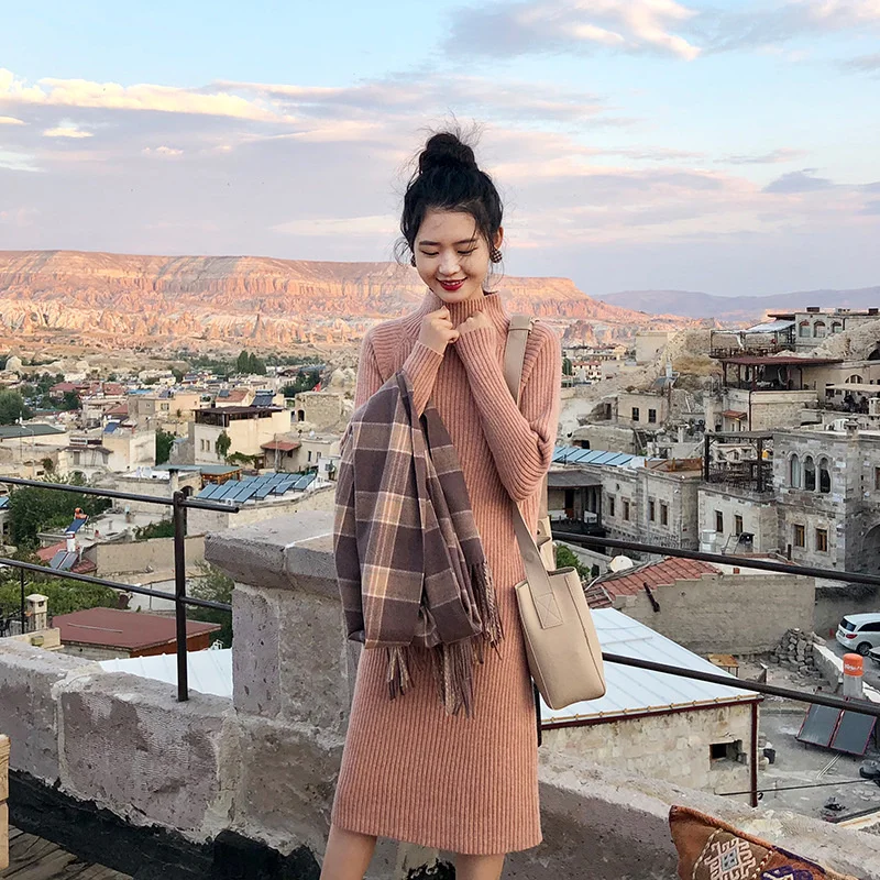 

Женское платье-свитер средней длины, свободное платье-свитер с длинным рукавом, лидер продаж в Интернете, свитер Kio, Осень-зима 2021