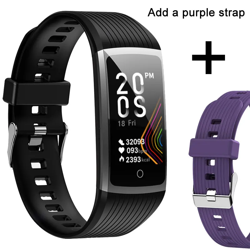 Add a purple strap Умный Браслет R12 Трекер Активности Шагомер сердечный ритм кровяное давление вызов напоминание ip67 Водонепроницаемый здоровье Спортивные часы-браслет - Цвет: Add a purple strap