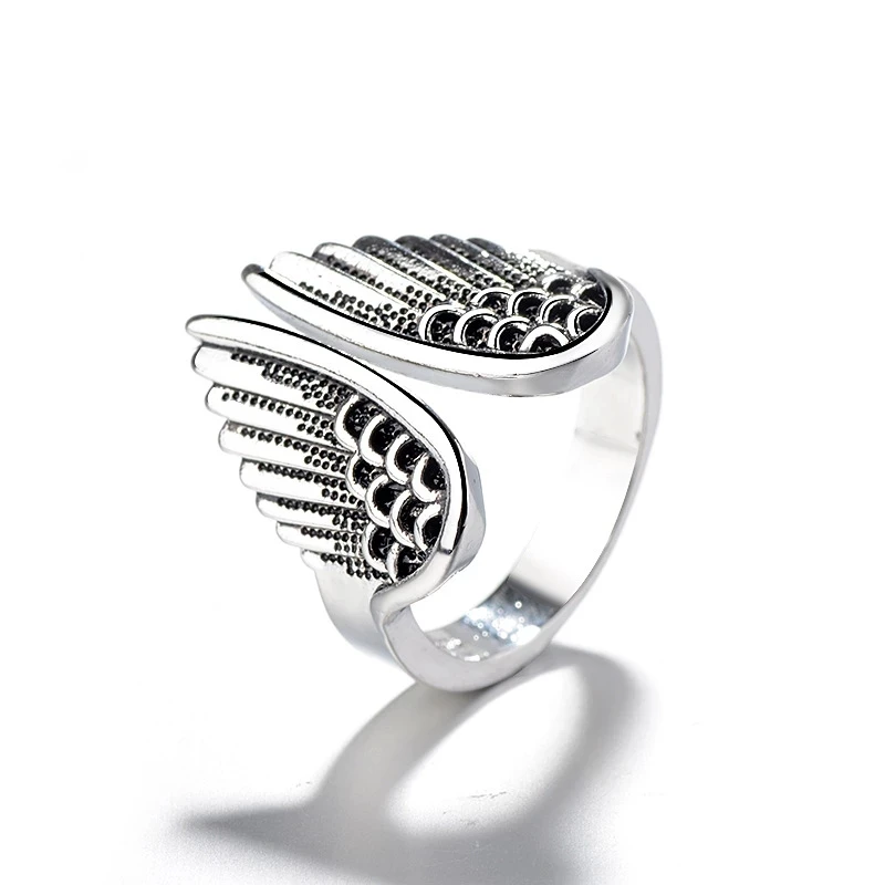 

Open Free Size Ring For Men Girls Women Adjustable Silver Color Animal Wing Retro Punk Finger Ring Festival Gift
