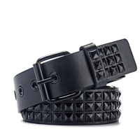 fashion square beads rivet belt for women men punk rock with pin buckle studded belt for dress jeans ceinture femme dropshipping