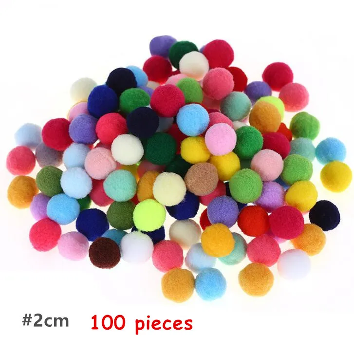 BS94-2cm-100pcs 1 1,5 2 2,5 3 см большой средний маленький цветной шерстяной шар для мальчиков и девочек Игрушки для детского сада ручной работы материалы плюшевая палочка помпоны BS94 - Цвет: BS94-2cm-100pcs