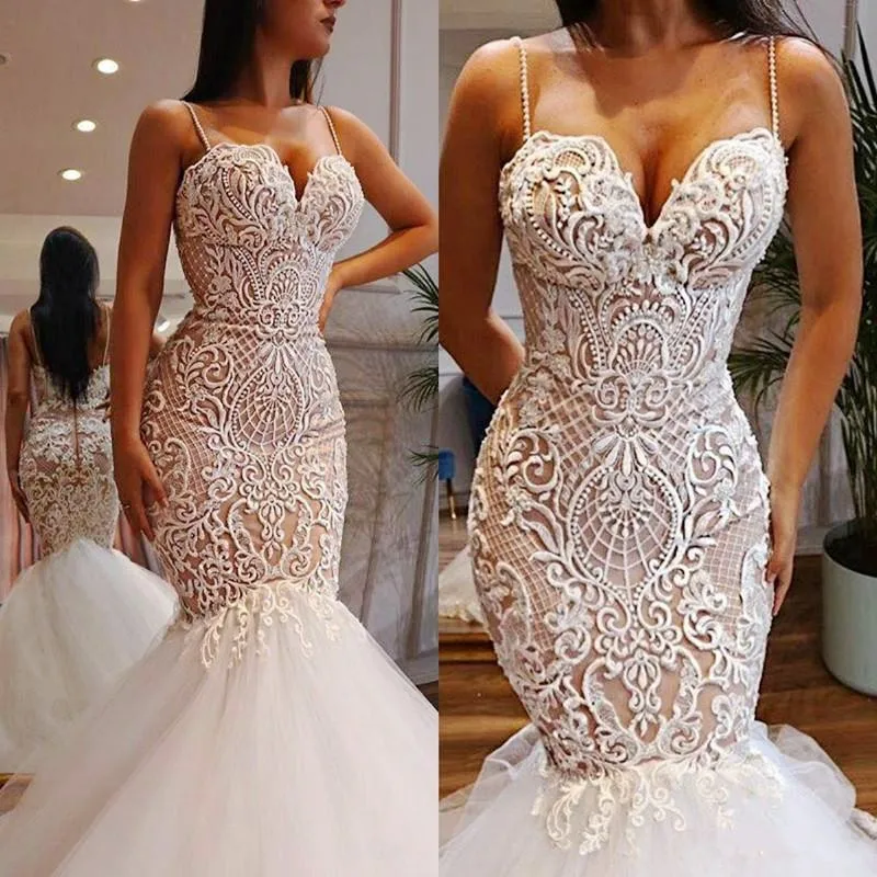 Женское свадебное платье с юбкой годе сексуальное на тонких бретельках 3D