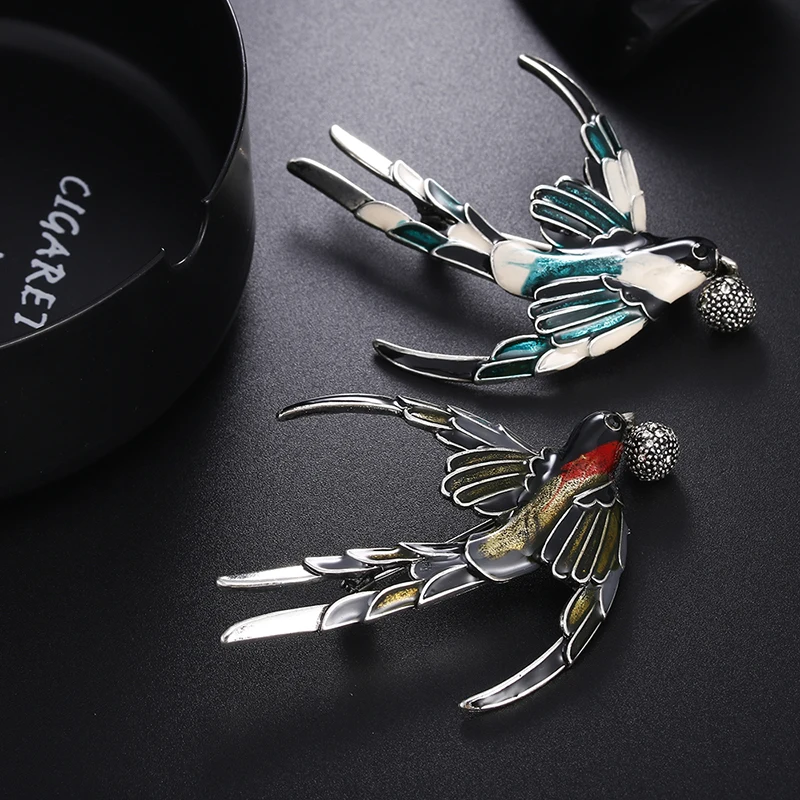 Эмаль ласточка Стразы Брошь булавка в виде животного Свадебный букет ювелирных