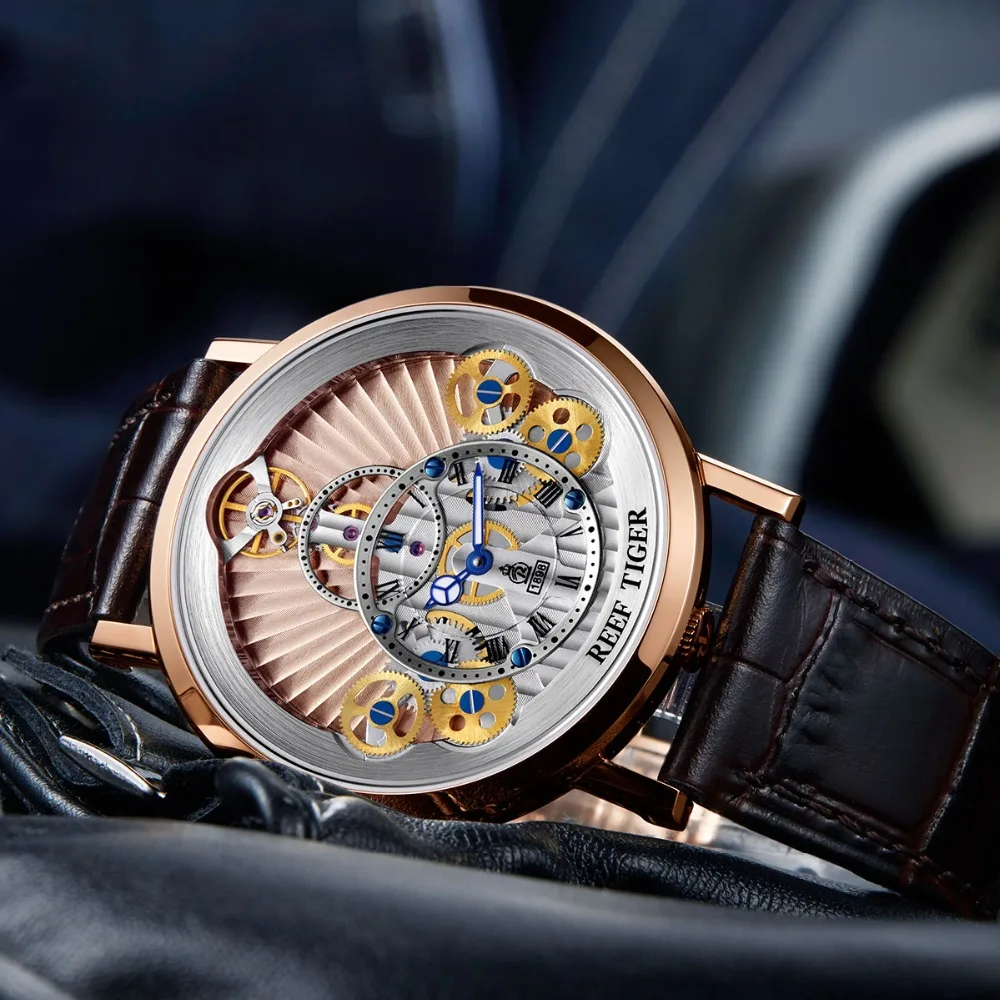 Часы наручные мужские с кожаным ремешком Роскошные водонепроницаемые кварцевые