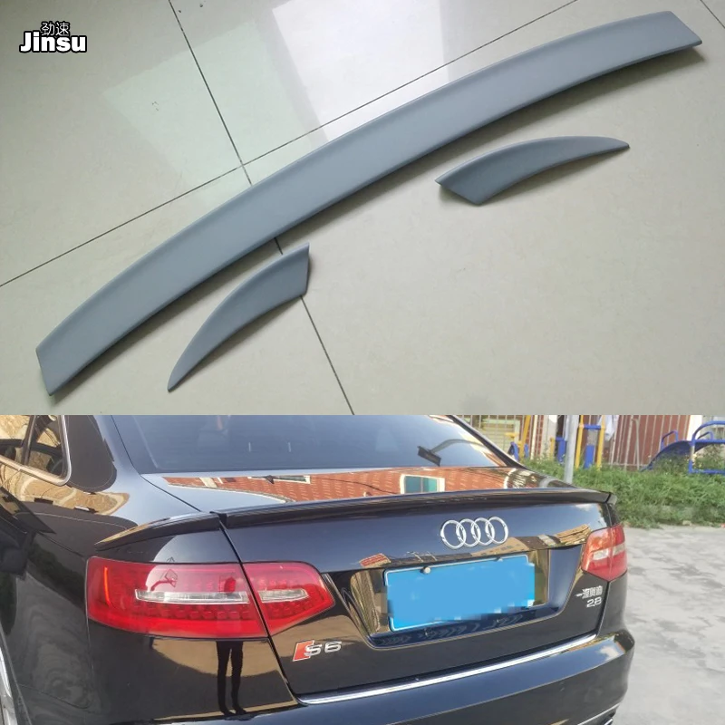 ABT Стиль 3 шт./компл. PU пластик задний багажник спойлер для Audi A6 c6 Седан 2005 2012