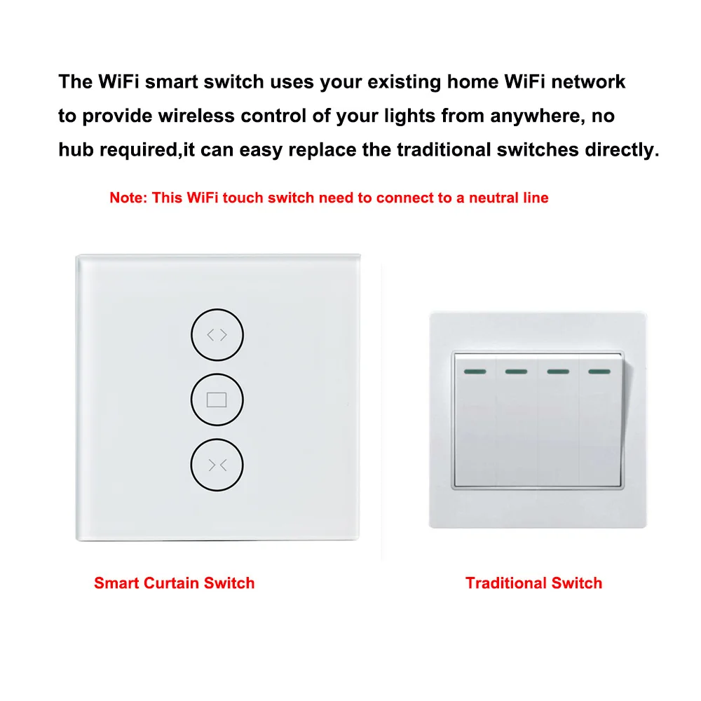 

New Voice Control Switch Smart Life Wi-Fi Switch Remote Control Touch Panel Control Voice Control Timing Fuction for Android iOS