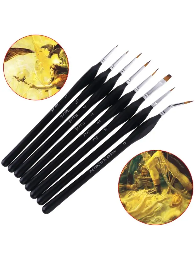 

8pcs/set Professional Nylon Brush Fine Hand Painted Hook Line Pen Watercolor Oil