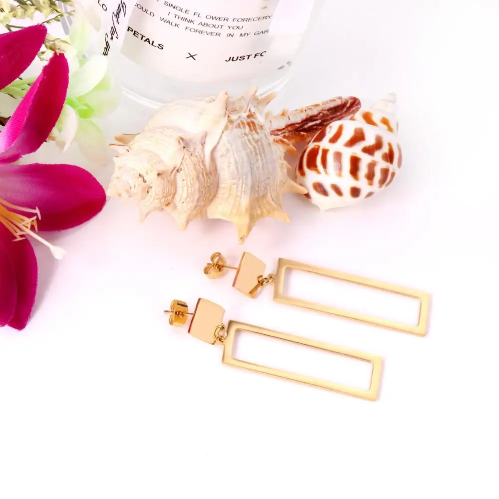 Роскошные корейские массивные квадратные серьги из нержавеющей стали 316L