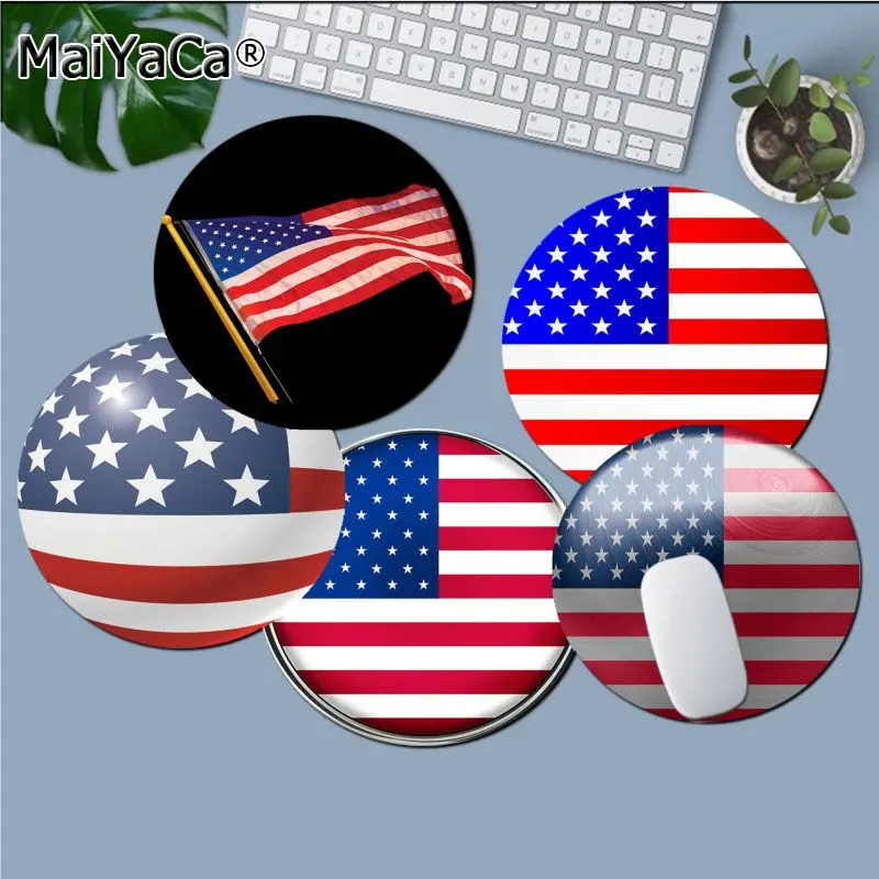 

Maiyaca Лидер продаж, круглый силиконовый коврик для мыши с американским флагом, игровой коврик для мыши, коврик для ПК, ноутбука, ноутбука