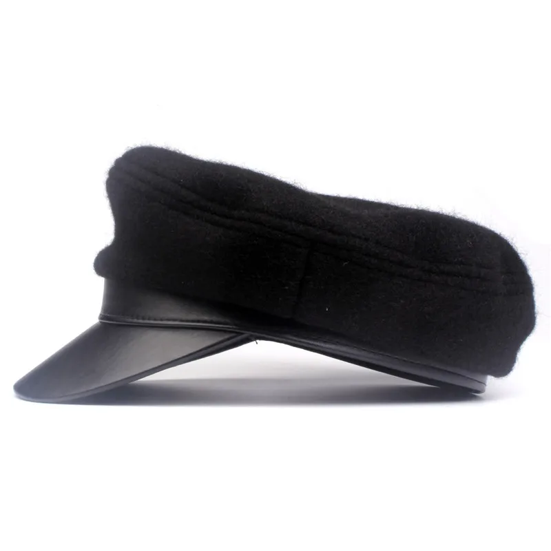 Кепка Xthree женская кожаная модная шерстяная Панама в стиле милитари с плоским