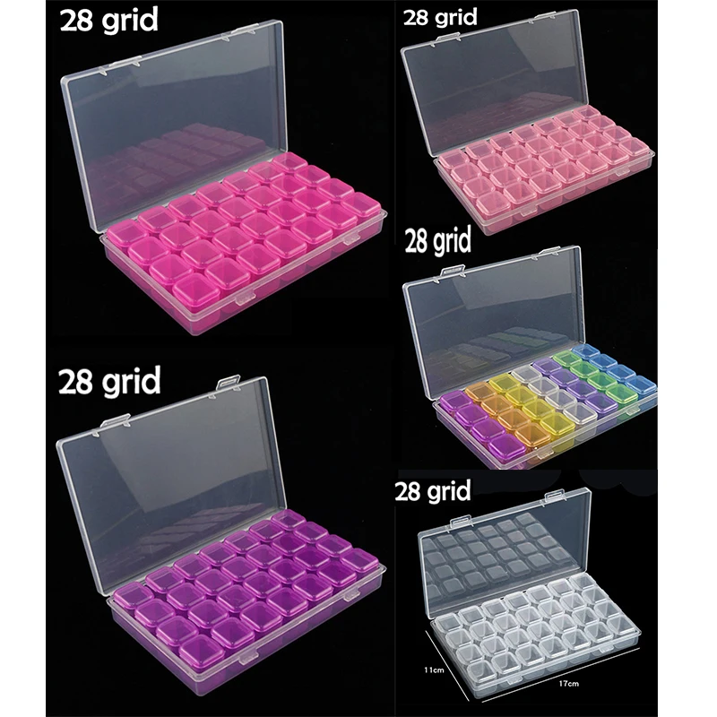 

28 grid Dismountable diamond painting Accessories Diamond Embroidery Cases PP plastics Box Organizer Home Storage boxes