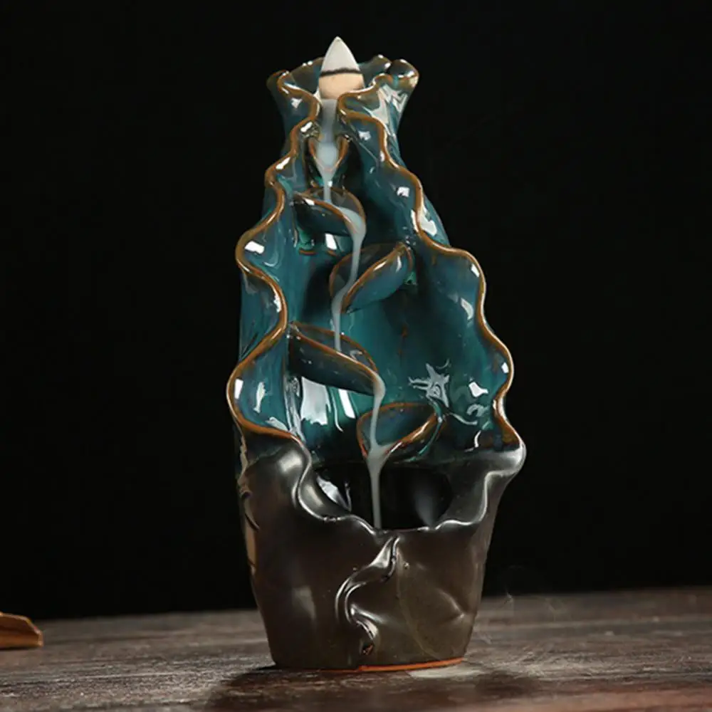 

Hot Sales!! Irregular Mountain Waterfall Backflow Ceramic Incense Burner Holder Home Decor