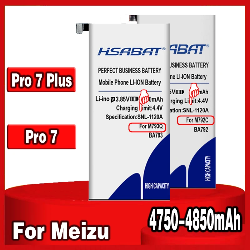 Аккумулятор HSABAT BA793 BA792 на 4850 мА · ч для Meizu Pro 7 Plus / M793Q M793M M793H M792C стандартная деталь