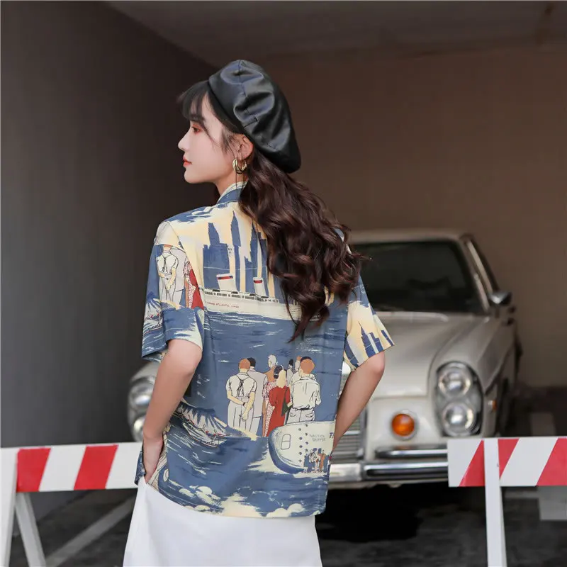 Блузка с принтом XITAO Летняя Повседневная рубашка узорами на одной груди 2020 |