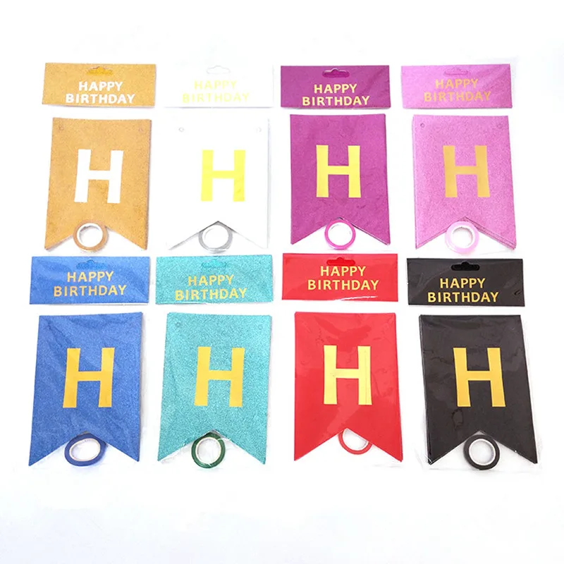 С днем рождения с блестящим буквенным бумажный баннер тянуть флаг Дети День