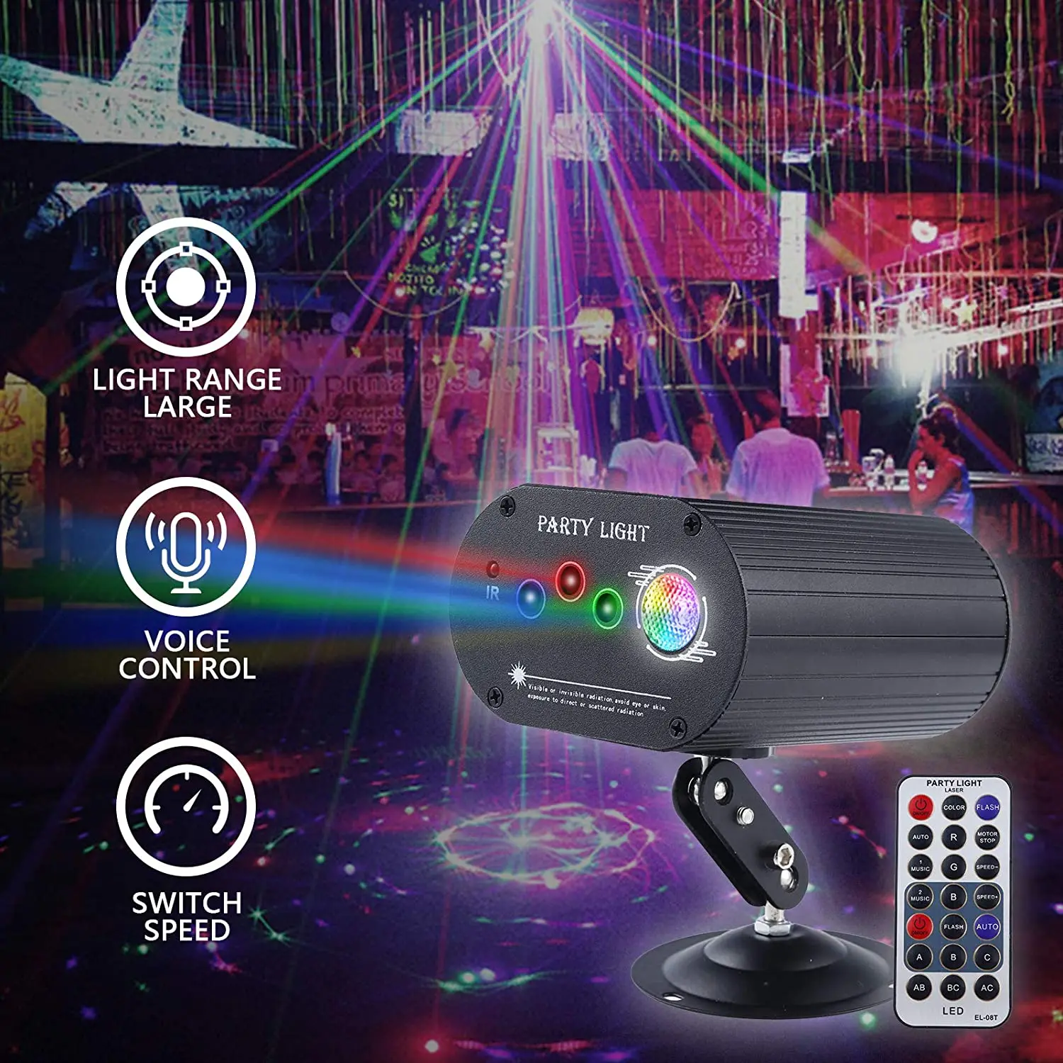 16 Patterns Stage Light LED Sound Activated Strobe Laser Projector With Remote Control Lighting Effect For Family Party Lights