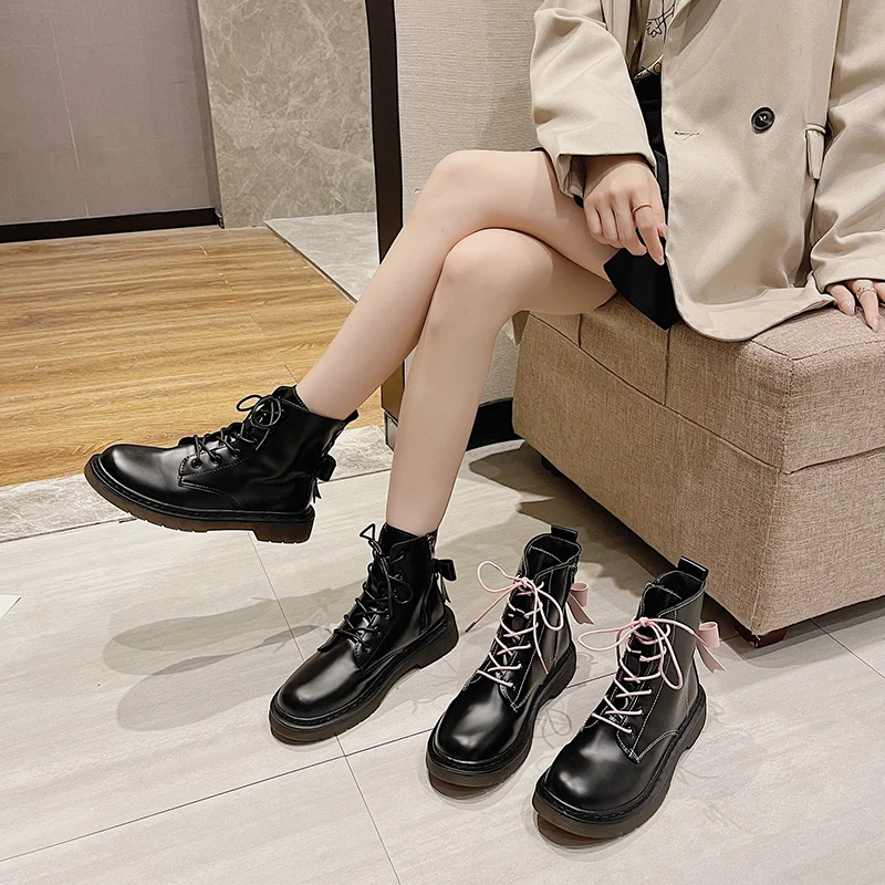 

Ботинки женские на низком каблуке, с круглым носком, на молнии, из ПУ кожи