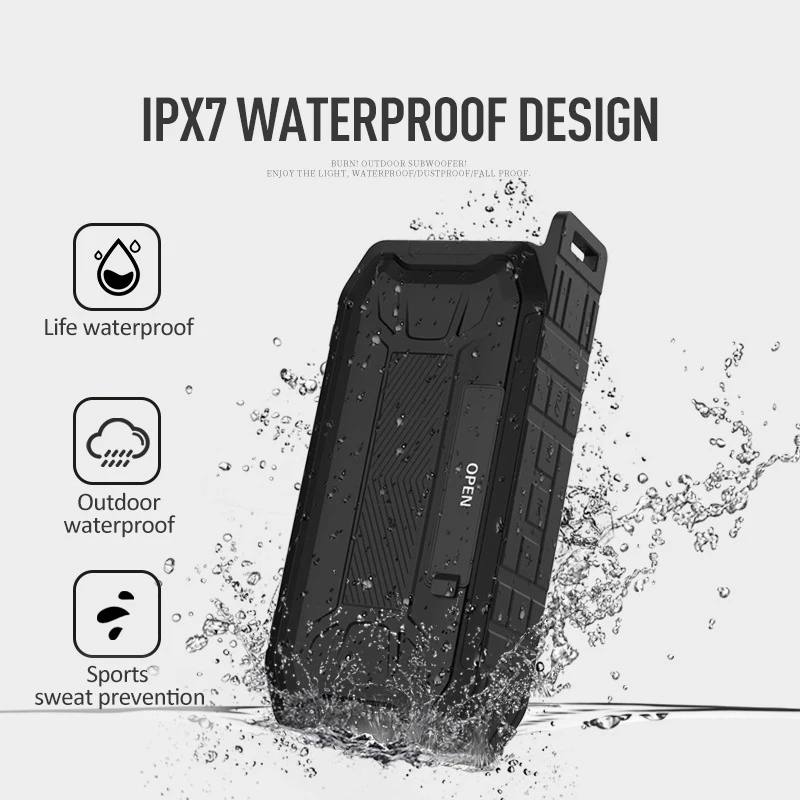 Беспроводной Bluetooth динамик IPX7 водонепроницаемый Открытый Колонка коробка громкий динамик HIFI сабвуфер динамик поддержка fm-радио TF карта MP3