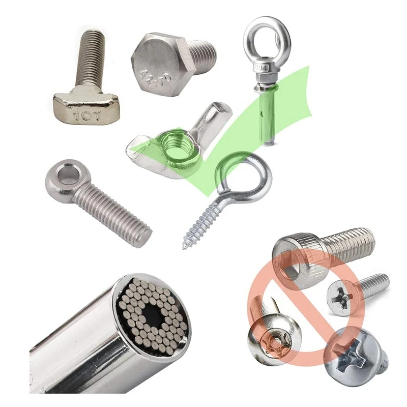 

14Pcs Universal Socket Wrench Self-Adjusting Socket Fits Standard (7-19mm) with Ratchet Wrench Power Drill Adapter