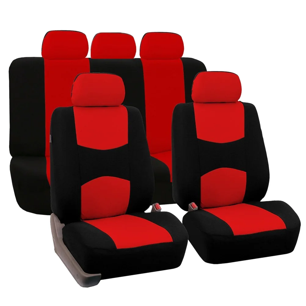 

Pcs Full Set Car Seat Covers with Detachable Headrests Universal Fit Interior Bench Covers(Red)