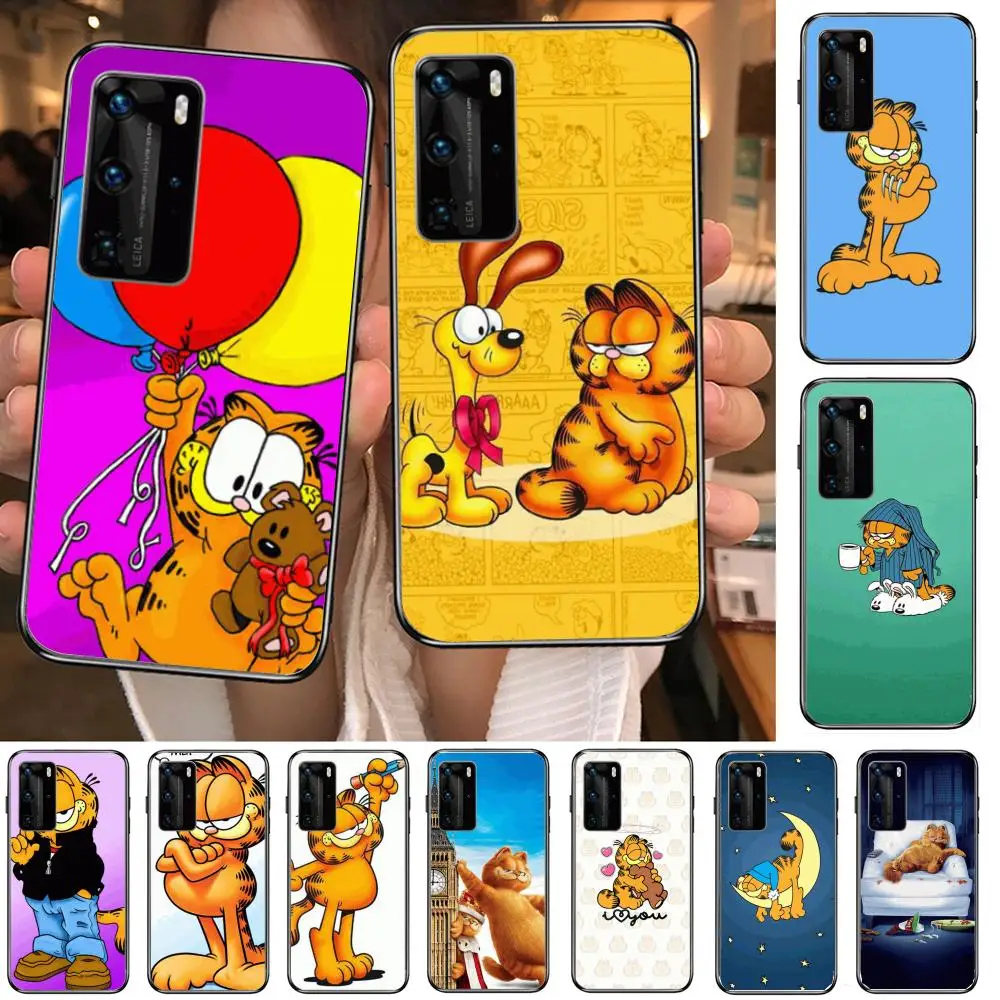 

Anime cute G-garfield Phone Case For Huawei P 40 30 20 10 9 8 Lite E Pro Plus Black Etui Coque Painting Hoesjes comic fashion