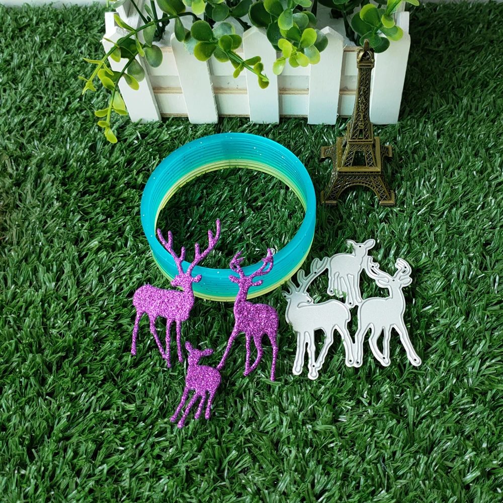 

Christmas three Christmas Deer metal cutting mold Christmas gift scrapbook card DIY decorative mold