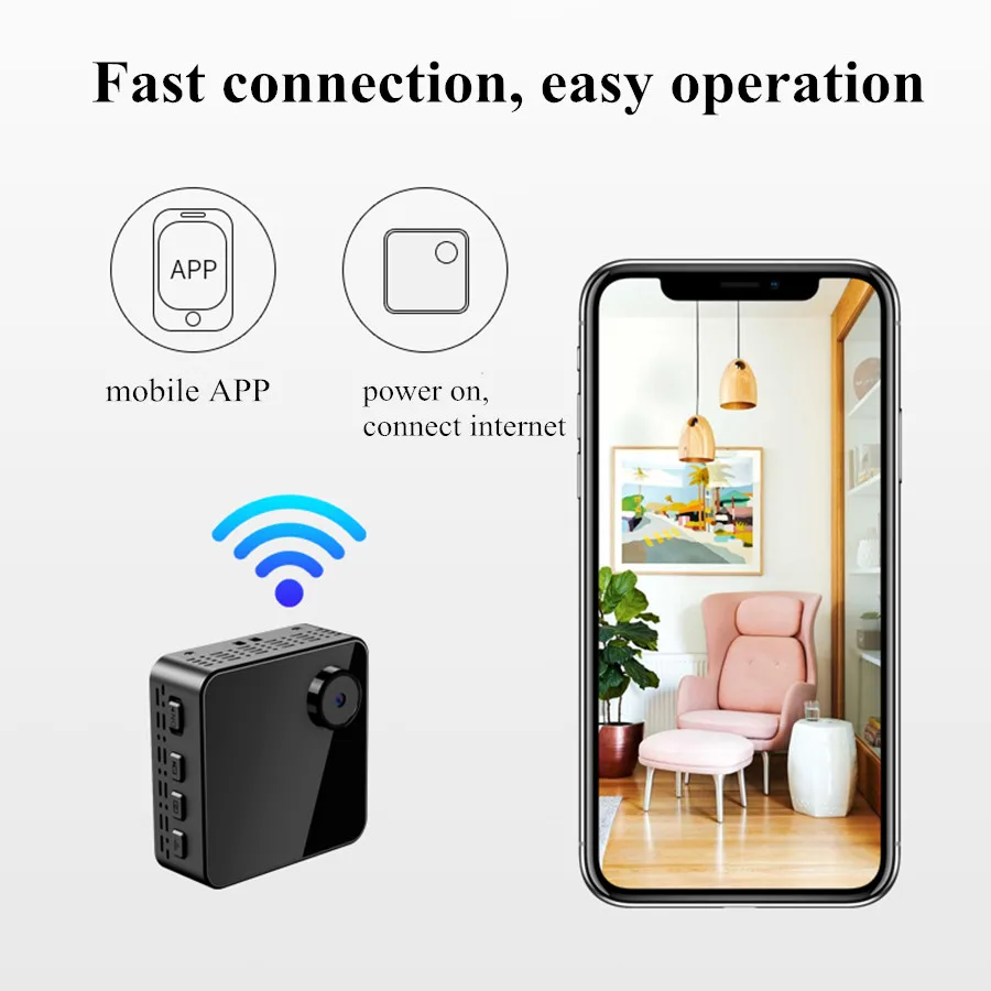 Мини камера HiLEME с выпуклым объективом Wi Fi угол обзора 170 градусов|Компактные