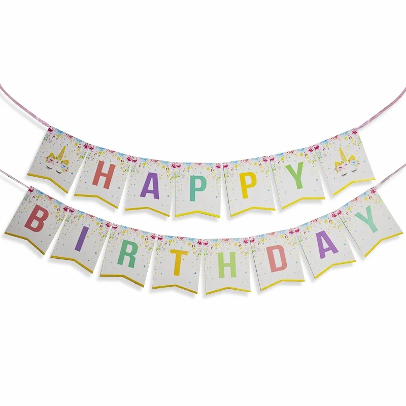

Unicorn Happy Birthday Banner Party Decorations Supplies for kid