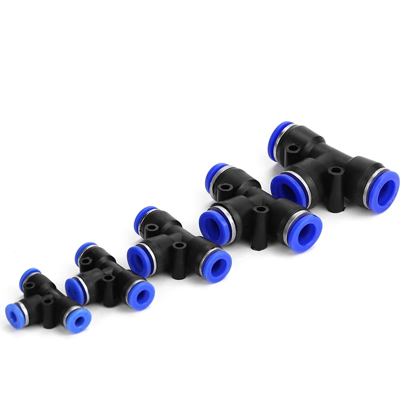 Т-образный пневматический быстроразъемный штуцер с наружным диаметром 10 мм 8 12 6 4