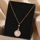 Корейский оригинальный дизайн простой в виде ракушки камень ожерелье с подвеской для женщин, модное кольцо из нержавеющей стали, цепочка с кулоном, роскошные ювелирные изделия