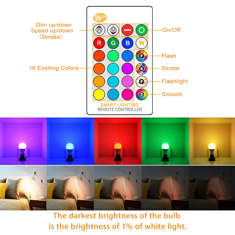 Светодиодная лампа для дома волшебная декоративная RGB с регулируемой яркостью и
