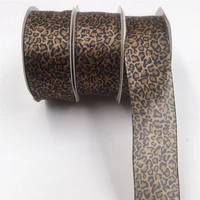 38mm wired edge organza printed leopard ribbon for birthday decoration chirstmas gift diy wrapping 25yards 1 12 n1122