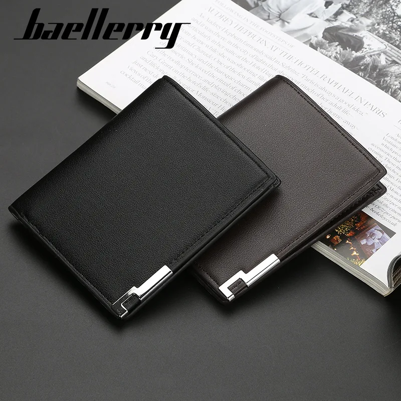 

Baellerry Sequined Men Thin Wallet Men Purse Money Short Designer Brand Soft ID Card Case Slim Fashion Simple Leather Wallet