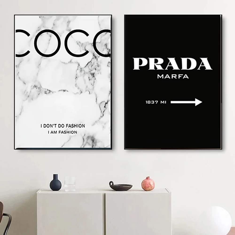 

Fashion Coco Quotes Posters and Prints Modern Black White Marble Vogue Wall Art Picture CuadrosCanvas Painting for Living Room
