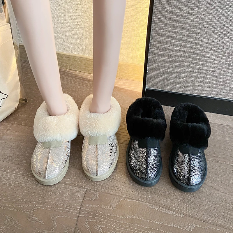

2022 NEW Winter Women's Snow Boots Short Cylinder One Foot With Pile Thickening Outdoor Non-Slip Cotton Shoes