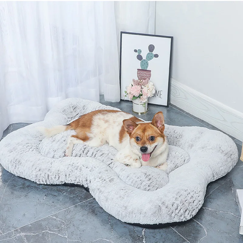 

Pet Dog Bed Comfortable Deep Sleep Bone Shape Dog Kennel Ultra Soft Washable Pet Cushion Bed Winter Warm Doghouse Dropshipping