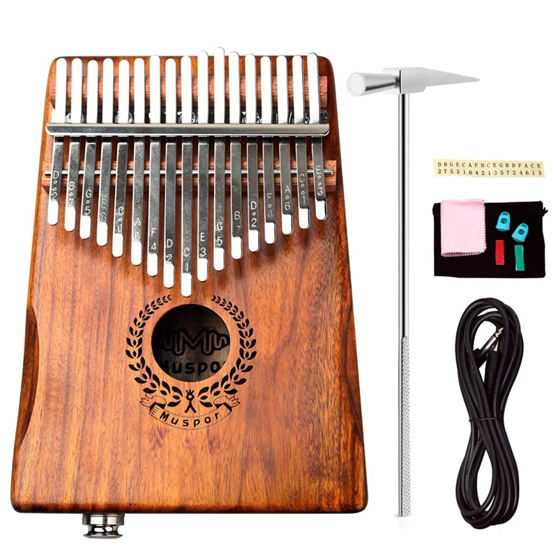 

New Muspor Keys Thumb Piano EQ Kalimba Mbria Acacia Wood Link Speaker Electric Pickup with Bag Cable Tuner Hammer for Beginner