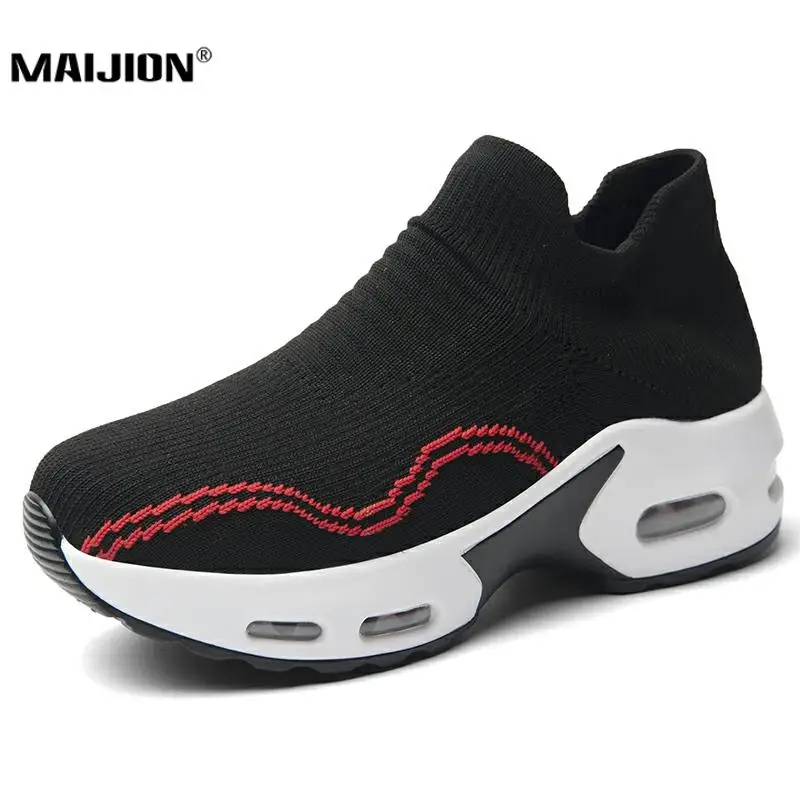 Плетеная спортивная обувь для женщин с воздушной подушкой бега слипоны носки