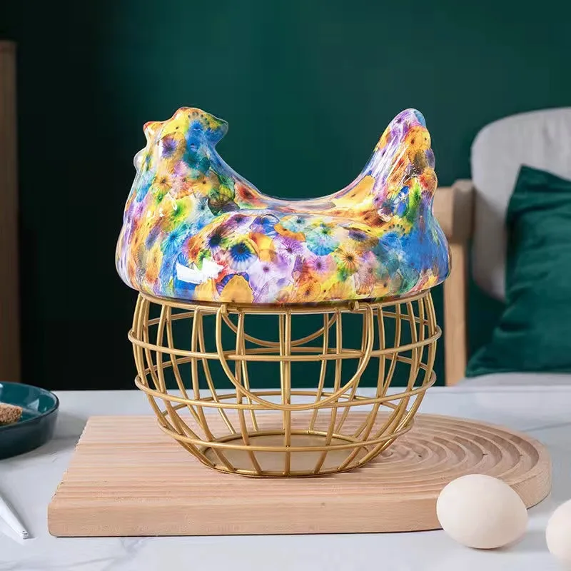 Керамическая подставка для яиц металлическая ручка курицы украшение дома