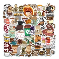 1050 100 pcs cartoon coffee graffiti stickers for laptop luggage bicycle car skateboard computer waterproof decal toys