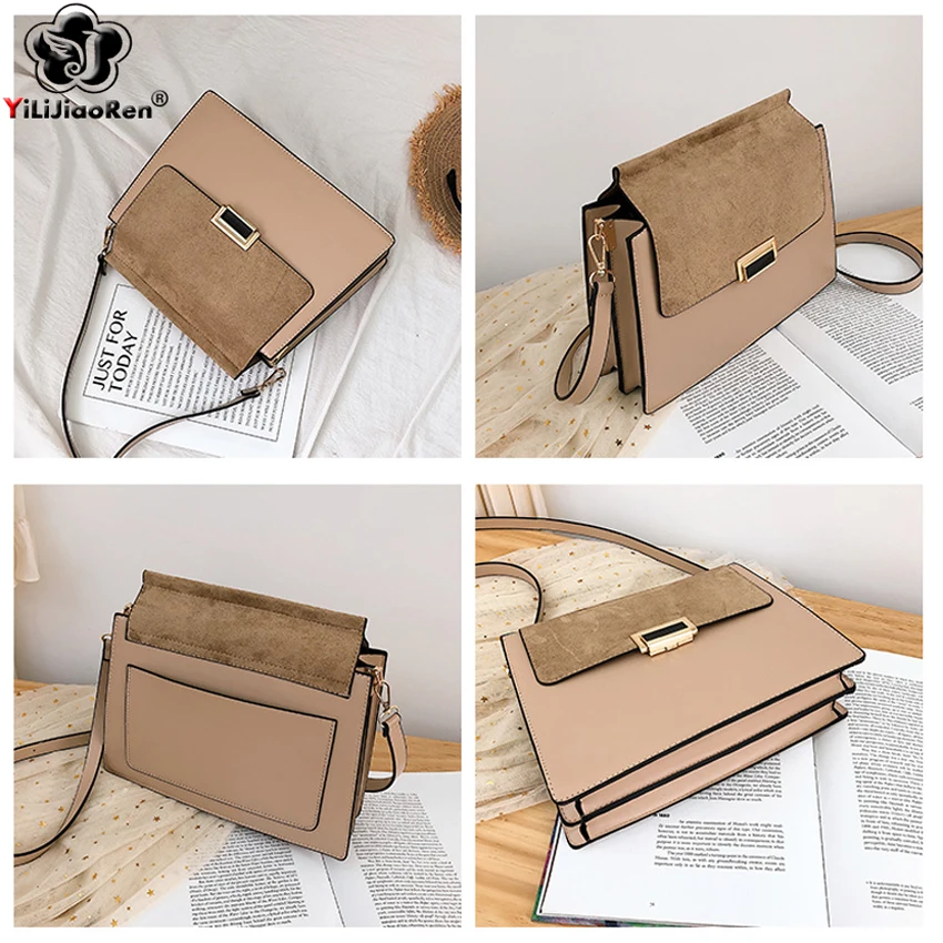 New Fashion Crossbody Bags Over Shoulder Famous Brand Nubuck Leather Handbags Female Large Capacity Messenger Bag Bolsos Mujer