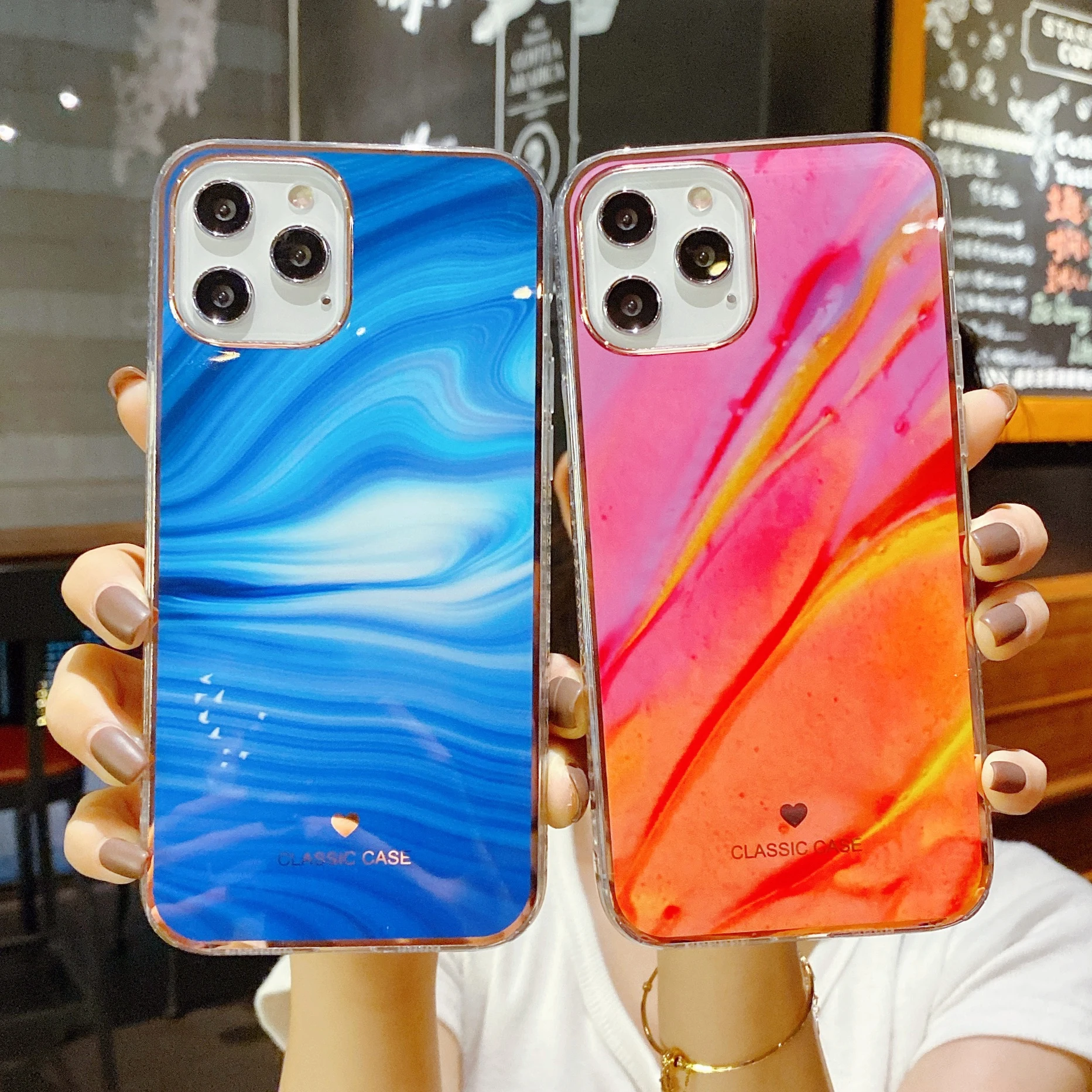 Радужный мраморный Блестящий Мягкий чехол для телефона iphone 12 Mini 11 Pro XS MAX XR X 7 8 Plus SE2
