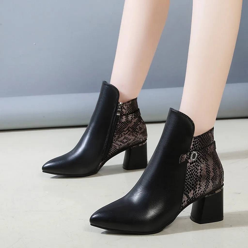 Ботинки со змеиным узором элегантные модные женские ботильоны коллекция 2019 года