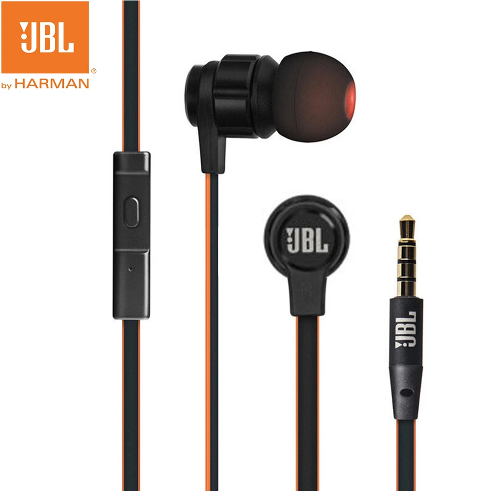 Проводные наушники вкладыши JBL T180A стерео с глубокими басами проводные