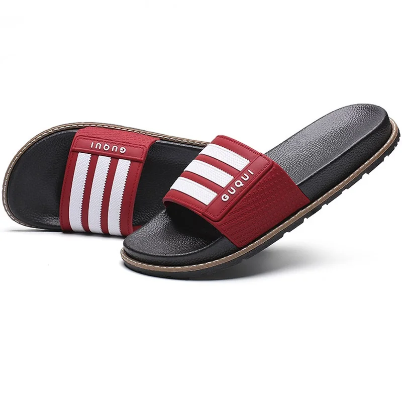 

New Men Slippers Shoes Soft Summer Water Male Sandals Outdoor Beach Slides Flat Rubber Anti-Slip Wear-Resistant Beach Slippers