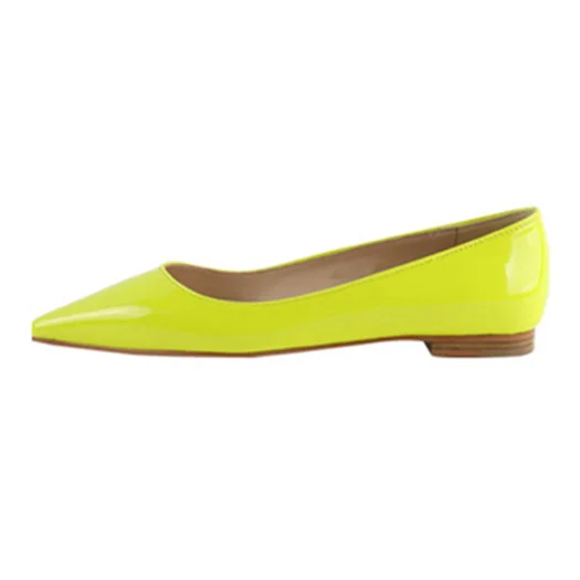 Цвет: желтый glitter ladies gray grey flats large size yellow slip on patent leather pointed toe women work plain designer shoes china - Цвет: Цвет: желтый