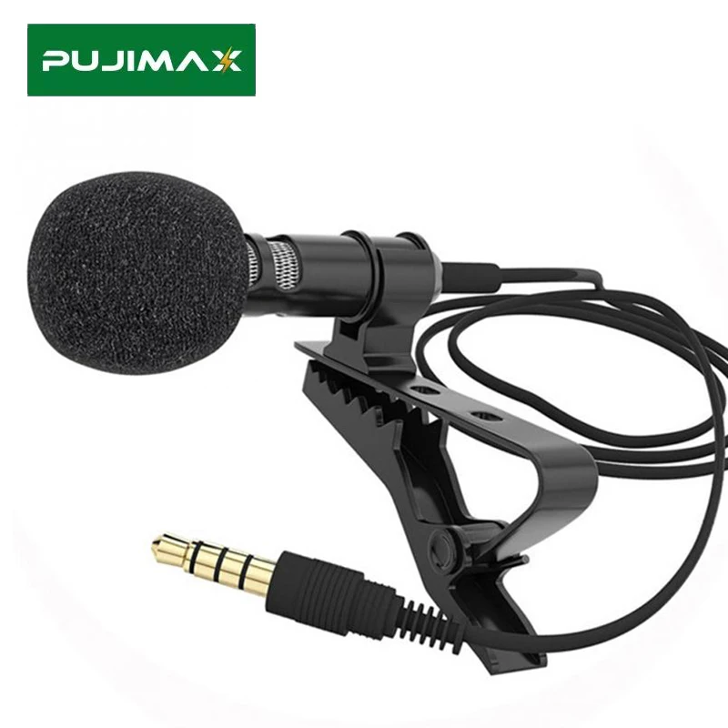 

PUJIMAX Condenser Microphones 3.5mm Portable Wired Mini Speaker Hands Free Lavalier Audio Mic For Meeting Teaching Guided Tour